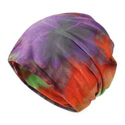 ZLYC Damen Slouch Beanie Leicht Weich Jersey Mütze Blumen Turban Hut (Tie Dye Bunt),Einheitsgröße von ZLYC