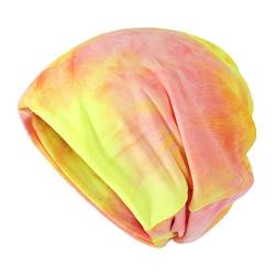 ZLYC Damen Slouch Beanie Leicht Weich Jersey Mütze Blumen Turban Hut (Tie Dye Gelb),Einheitsgröße von ZLYC