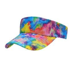 ZLYC Damen Sommer Sonnenschild Golf Visor Cap mit Klettverschluss(Krawatte Bunt gefärbt),Einheitsgrößt von ZLYC