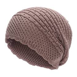 ZLYC Damen Sommer Strickmützen Handstricken Häkelmütze Violntage Beanie Mütze(Einfach Violett) von ZLYC