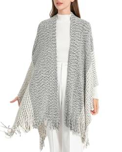 ZLYC Damen Weiche Schlichte Poncho Capes Retro Cardigans Pullover(Chenille Gemischt Schwarz),Einheitsgröße von ZLYC