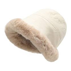 ZLYC Damen Winter Fischerhüte Hut Kunstpelz Cloche Hut mit Fleece Futter(Einfarbig Weiß) von ZLYC