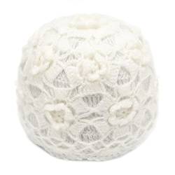 ZLYC Damen Winter Vintage Wolle Strickmützen Bowler Beanie Hut(Blumen Weiß) von ZLYC