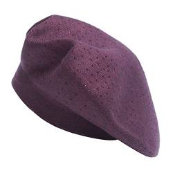 ZLYC Damen Wolle Baskenmütze Klassische Französischen Barett Warm Beret Mütze (Violett),Einheitsgröße von ZLYC