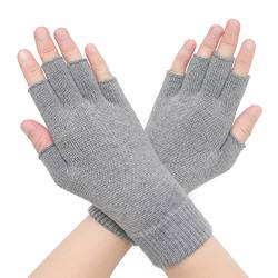 ZLYC Damen Wolle Halbfinger Handschuhe Winter Stricken Fingerlose Handschuhe(Einfarbig Dunkelgrau) von ZLYC