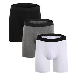 ZLYC Herren Lange Bein Baumwolle Boxershorts Unterwäsche, 3/4 Pack (3 Pack Mehrfarbig, XXL(46-48''/112-117cm)) von ZLYC