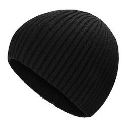 ZLYC Herren Winter Strickmützen Mode Warm Slouch Beanie Mütze,Festes Schwarz,Gr. Einheitsgröße von ZLYC