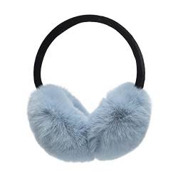 ZLYC Klassischer Damen Kinder Mädchen Verstellbarer Winter Ohrenschützer Ohrenwärmer mit Molton-Haarreifen(Pelziges Blau) von ZLYC