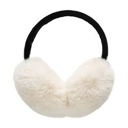 ZLYC Klassischer Damen Kinder Mädchen Verstellbarer Winter Ohrenschützer Ohrenwärmer mit Molton-Haarreifen(Pelziges Weiß) von ZLYC