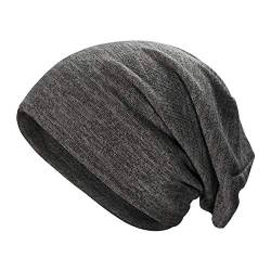 ZLYC Long Slouch Beanie Leicht Weich Jersey Mütze für Herren und Damen,Einfach Dunkel Grau,Gr. Einheitsgröße von ZLYC