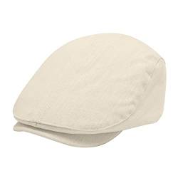 ZLYC Sommer Ivy Schirmmützen Ballonmütze Baumwolle Flatcap für Herren(Rückenschnalle Beige) von ZLYC