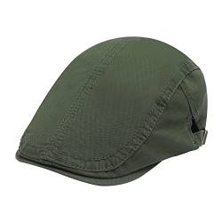 ZLYC Sommer Ivy Schirmmützen Gallonmütze Baumwolle Army Flatcap für Herren(Seitenschnalle Army Green) von ZLYC