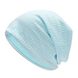 ZLYC Summer Long Slouch Beanie Leicht Weich Jersey Mütze für Damen und Herren(Motiv Blau) von ZLYC