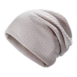 ZLYC Summer Long Slouch Beanie Leicht Weich Jersey Mütze für Damen und Herren, Festes Beige, Einheitsgröße von ZLYC