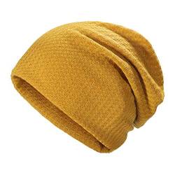 ZLYC Summer Long Slouch Beanie Leicht Weich Jersey Mütze für Damen und Herren,Festes Gelb,Gr. Einheitsgröße von ZLYC