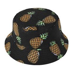 ZLYC Unisex Früchte Druck Sonnenhut Strandhut Fishermütze Outdoor-Hut,Schwarz Ananas,Einheitsgröße von ZLYC