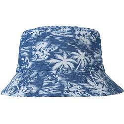 ZLYC Unisex Früchte Druck Sonnenhut Strandhut Fishermütze Outdoor-Hut (Palm Tree, Blau),Gr. M von ZLYC