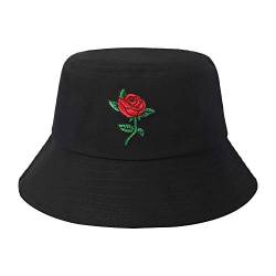 ZLYC Unisex-Hut, modisch, mit Stickerei, Sommerhut, Anglerhut für Damen und Herren, Einheitsgröße, Rose von ZLYC