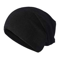 ZLYC Unisex Long Slouch Beanie Leicht Weich Jersey Mütze,Chiffon Schwarz,Gr. Einheitsgröße von ZLYC