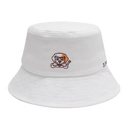 ZLYC Unisex Mode Bestickte Fischerhüte Sommerhut Outdoor-Hut Für Jugendliche(Hund Weiß) von ZLYC
