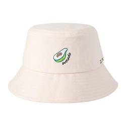 ZLYC Unisex Mode Bestickte Fischerhüte Sommerhut Outdoor-Hut Für Jugendliche (Avocado Beige),Gr. Einheitsgröße von ZLYC