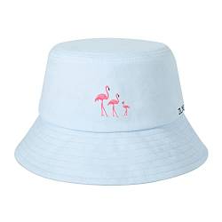 ZLYC Unisex Mode Bestickte Fischerhüte Sommerhut Outdoor-Hut Für Jugendliche (Blau Flamingo) von ZLYC