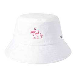 ZLYC Unisex Mode Bestickte Fischerhüte Sommerhut Outdoor-Hut Für Jugendliche (Weiß Flamingo),Gr. Einheitsgröße von ZLYC