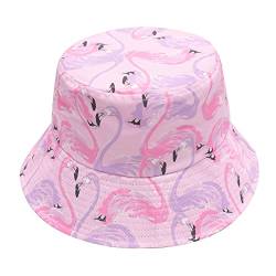 ZLYC Unisex Netter Einzigartiger Druck Reise Eimer Hut Sommer Fischerhute(Flamingo Rosa) von ZLYC