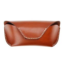 ZLYC Unisex handgefertigtes hartes Leder Kollektion Brillenetui Sonnenbrillenetui, 18,8 x 8,6 x 5,6 cm, Braun D von ZLYC