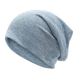 ZLYC Weiche Slouchy Beanie-Mütze für Damen und Herren, modisch, dünn, gestrickt, Stretch, Totenkopfkappe, Farbe: Blau, Einheitsgröße von ZLYC