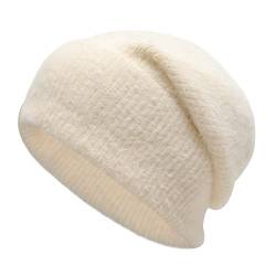 ZLYC Winter Damen Beanie Mütze Slouchy Elastizität Strickmütze(Einfaches Weiß) von ZLYC
