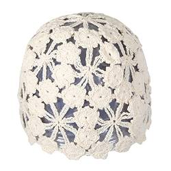 ZLYC Women Cotton Crochet Skull Cap Handmade Knit Cutout Floral Beanie Hat (Plain Beige) von ZLYC