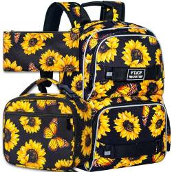 ZLYERT Laptop-Rucksack, 40,6 cm (16 Zoll), Schulbüchertasche und Lunch-Tasche, wasserabweisende Rucksäcke für Teenager, Mädchen, Frauen, Studenten, Sonnenblume, Einheitsgröße von ZLYERT
