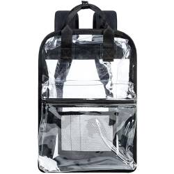 ZLYERT Transparenter Rucksack, strapazierfähige, transparente Büchertasche, große durchsichtige PVC-Schultasche für Damen und Herren, Schwarz, Einheitsgröße, Daypack Rucksäcke von ZLYERT