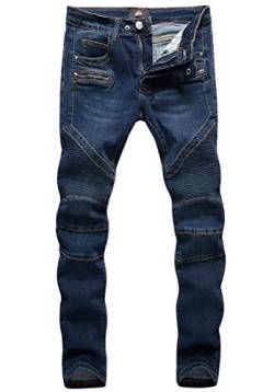ZLZ Herren Slim Fit Biker Jeans, super bequeme Stretch dünner Biker Denim-Jeans-Hosen 34 Blue02 von ZLZ
