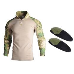 ZMIN Tactical Camouflage Kampf Uniform Trainingsanzüge Männer Hemden Hosen Jagd Kleidung Paintball Kleidung Mit Pads shirts atacs fg XS von ZMIN