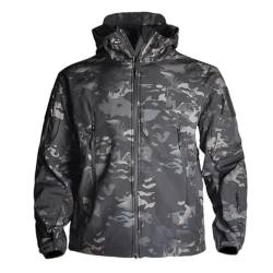 ZMIN Taktische Jacken Männer Militär Kleidung Kampf Soft Shell Armee Jacke Winddicht Wasserdichte Fleece Thermische Kapuze Mäntel Black-Camo M von ZMIN