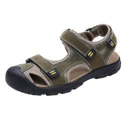 Herren Leder Wandersandale Trekkingsandalen Strand Outdoorschuhe Sommer Freizeitschuhe Männer Sport Outdoor Fischer Atmungsaktive Sandale Geschlossene Zehe von ZMNKH