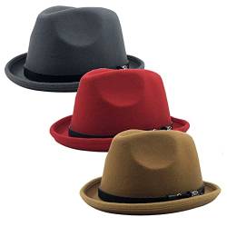 ZMNKH Fedora Trilby Hüte Unisex Klassische Mützen Gangster Panamahut Vintage Jazz Hut für Männer Frauen,3er Pack von ZMNKH