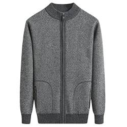 ZMNKH Herren Strickjacke Cardigan Feinstrick mit Stehkragen und Reißverschluss von ZMNKH