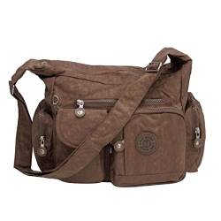Umhängetasche Schultertasche Tasche Freizeit Sport Schule Nylon Bodybag Citytasche (Braun) von ZMOKA