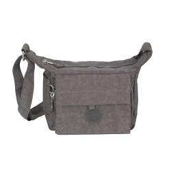 kleine leichte Bag Street Umhängetasche Messengertasche Handtasche - Robustes Crinkle Nylon (Grau), BGS-CROBAG-2251-GY von ZMOKA