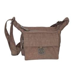 kleine leichte Bag Street Umhängetasche Messengertasche Handtasche - Robustes Crinkle Nylon (Stone) von ZMOKA