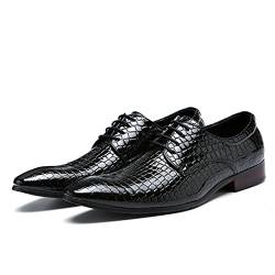 ZNMDOK Einzelzeit Oxford-Schuhe for Männer schnüren Sich auf die Schlange drucken Derby Schuhe Runde Zeh vegane Ledergummisohlensohle rutschfeste Anti-Slip-Prom Sehr beliebt bei Jungen Menschen von ZNMDOK