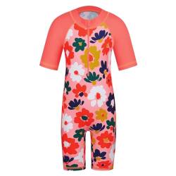 ZNYUNE Mädchen Einteiler Kurzarm Badeanzug Stoffdruck Kinder Schwimmanzug S376 OrangeFlower 8A von ZNYUNE