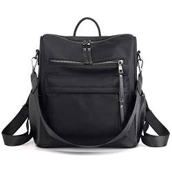 ZOCILOR Damen Mode Rucksack Handtasche Vielseitiges Design Wandlungsfähige Umhängetasche und Schultertasche aus PU-Leder Reisetasche (Schwarzes Nylon) von ZOCILOR