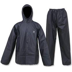 ZOEGO Ultra-Lite Regenanzug für Männer Frauen Wasserdichter Regenschutzmantel mit Hose 2 Stück Regenbekleidung(Schwarz,3XL) von ZOEGO