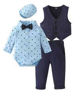 ZOEREA Baby Jungen Strampler Kleidung Set Hosen Fliege Anzug mit Hut Cute Jumpsuit Outfit Body von ZOEREA