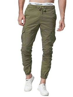 ZOEREA Herren Hosen Jogginghose Slim Fit Casual Chino Cargo Jogger Stretch Sporthose mit Taschen Streetwear Freizeithose Grün(Verbesserte Version),L von ZOEREA