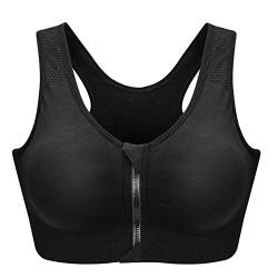 ZOEREA Sports BH Damen Push Up Zip Front, 3er Pack Impact Yoga Bra Schwarz,XXL von ZOEREA